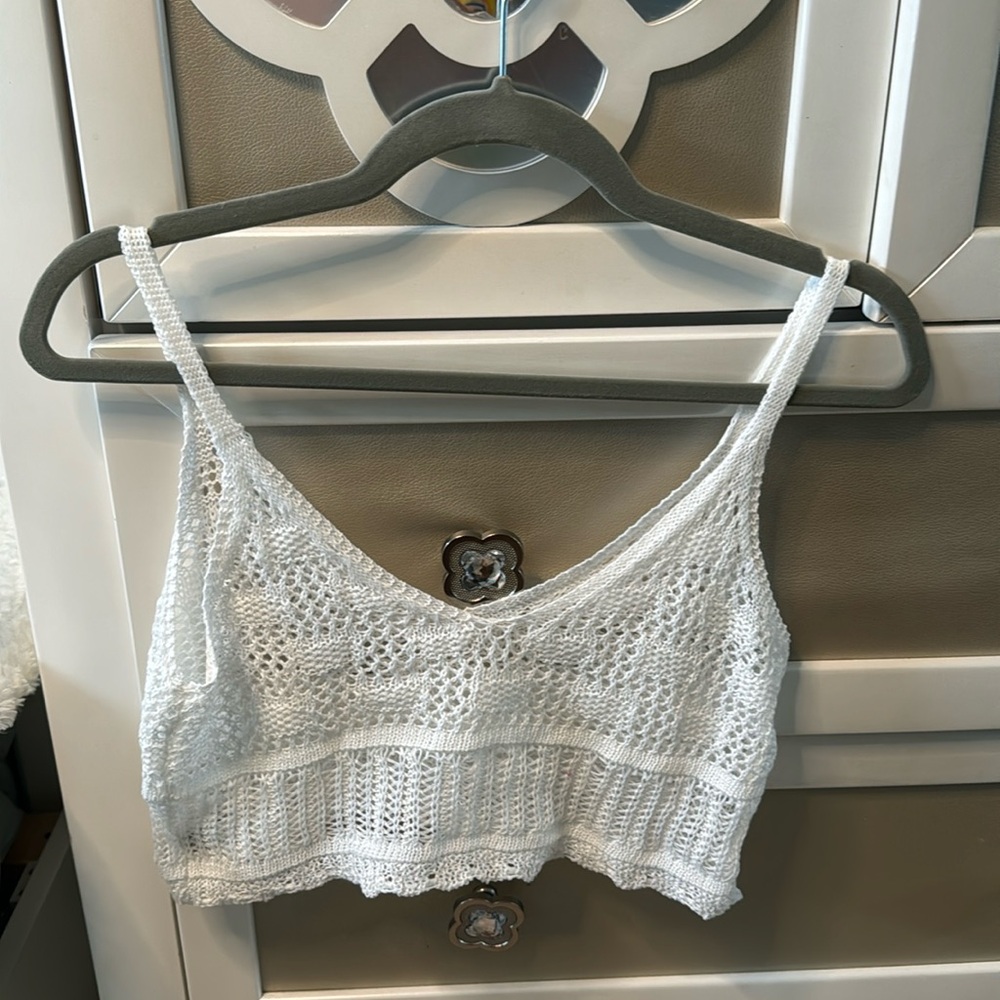 SHEIN cropped sheer white cover up size s